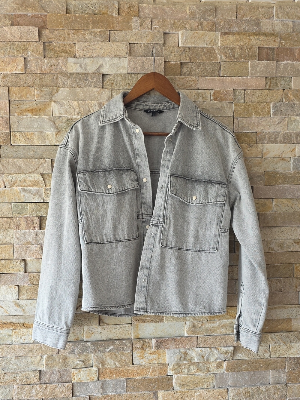 George Gray Washed Denim Button-Down Jacket
